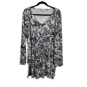 J Jill Sweater Women LT Gray Floral Tunic Boho Western Neutral 80s Retro Classic